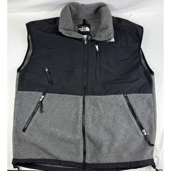 The North Face Denali Fleece Vest Men XL Grey Black Full Zip Polartec Outdoor - Picture 2 of 7